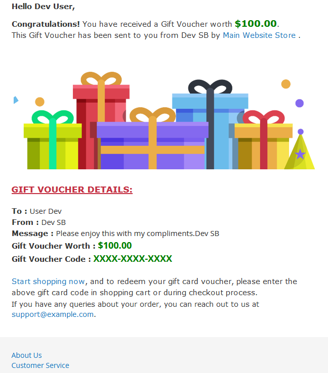 Send Gift Voucher Card Magento 2